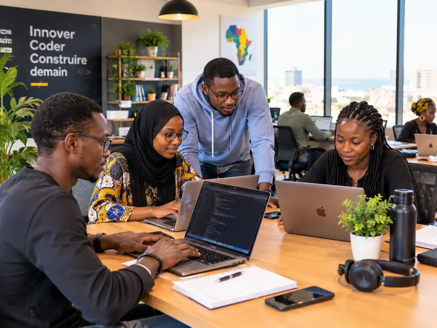 Développeurs travaillant ensemble dans un espace de coworking