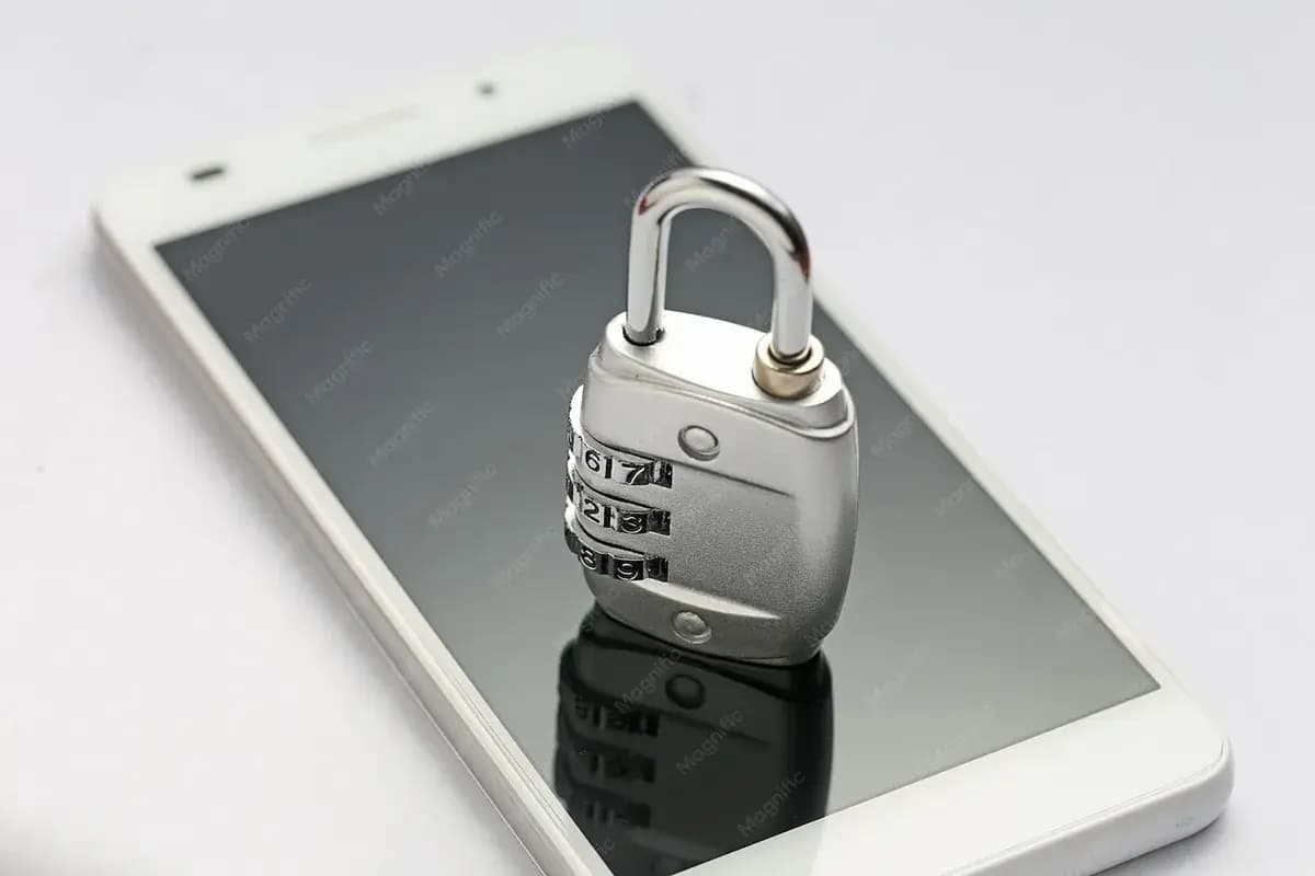 Téléphone verrouillé par un cadenas, symbole de sécurité du compte