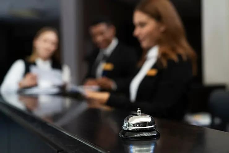 Réceptionnistes en costume élégant pendant leurs heures de travail